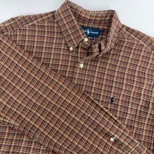 Ralph Lauren Classic Fit Plaid Button Down Shirt Mens XL Earth Tone XL